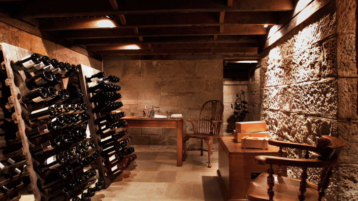 Sophisticated wine cellar with racks of aged, valuable wine bottles, showcasing how Fractional Ownership allows investment in exclusive collectibles.